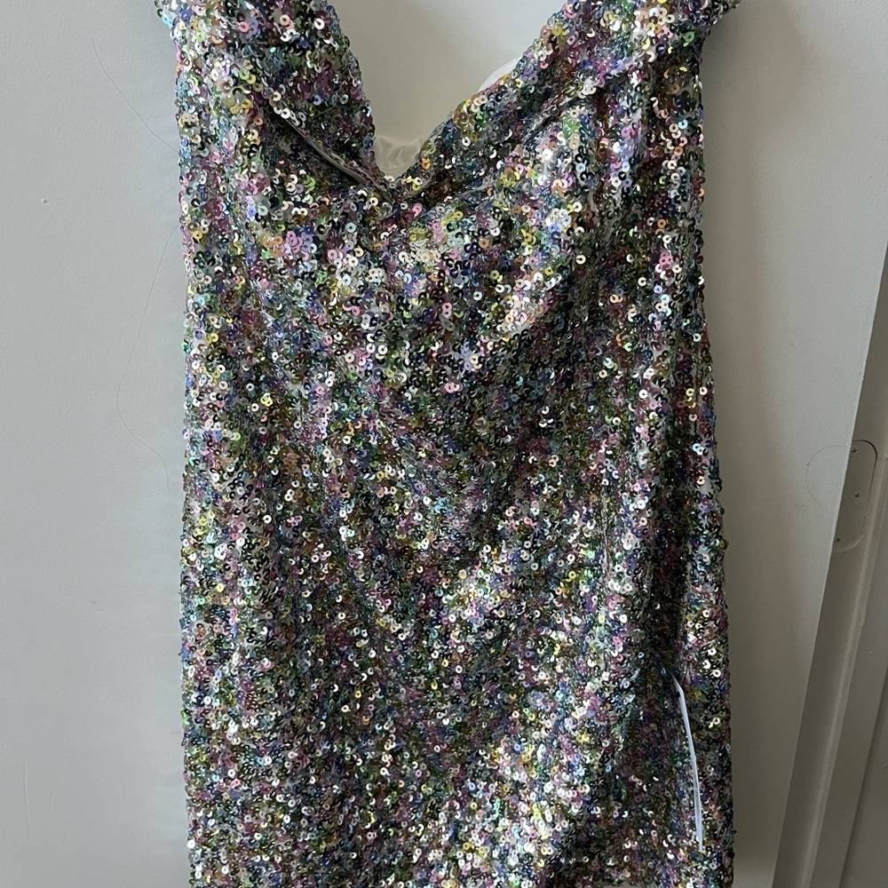 American Threads Multicolor Sequin Strapless Dres… - image 1